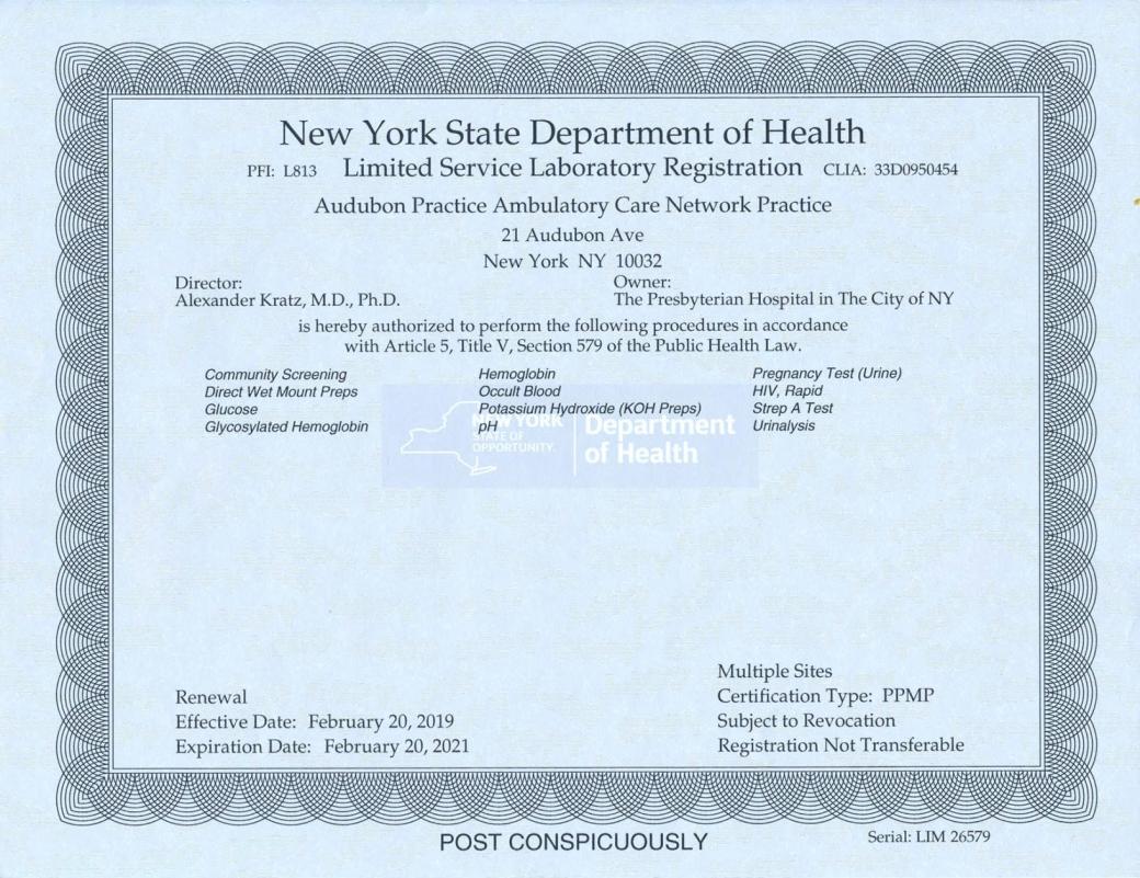 Laboratory Permits and Accreditations Pathology