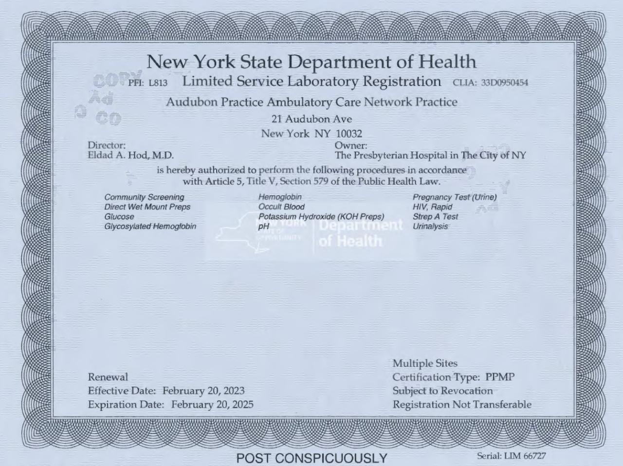 Laboratory Permits and Accreditations Pathology